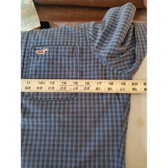 Hollister Mens Blue Plaid Button-Up Shirt Size S 100% Cotton Long Sleeve Casual - Picture 6 of 7